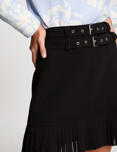 Falda corta con flecos negro mujer