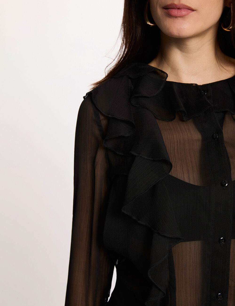 Camisa fluida negro mujer