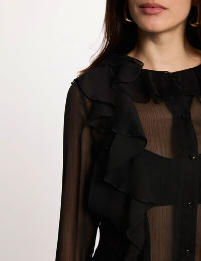Camisa fluida negro mujer
