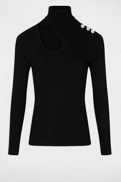 Jersey manga larga con abertura negro mujer