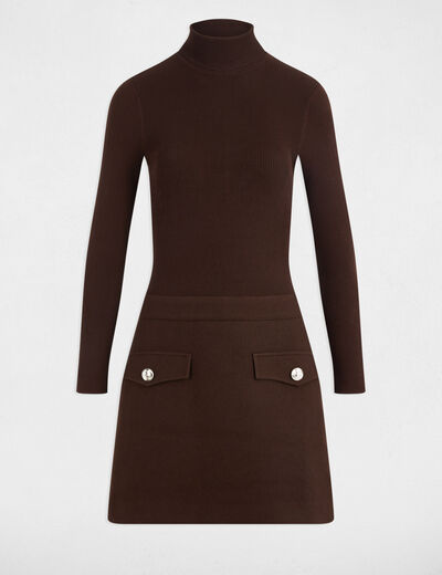 Vestido corto ajustado 2 en 1 marr&oacute;n oscuro mujer