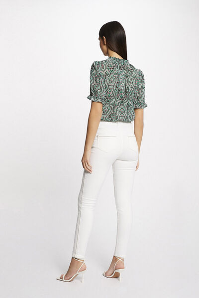 Vaquero slim con bandas tipo joya crudo mujer