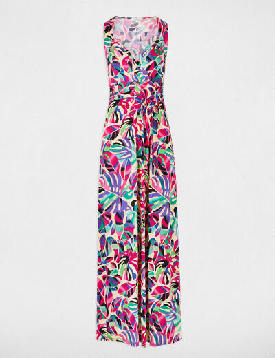 Vestido largo recto estampado multicolor mujer