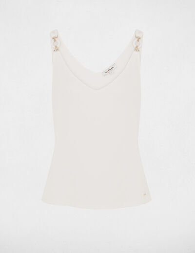 Camiseta ajustada cuello v blanco mujer