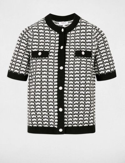 C&aacute;rdigan manga corta estampado negro mujer