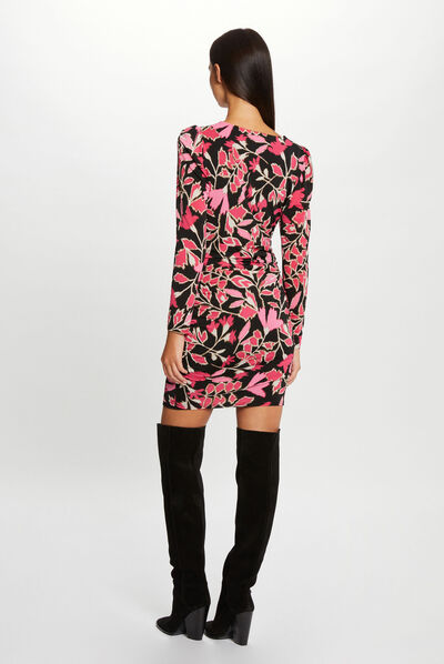 Vestido ajustado estampado vegetal multico mujer