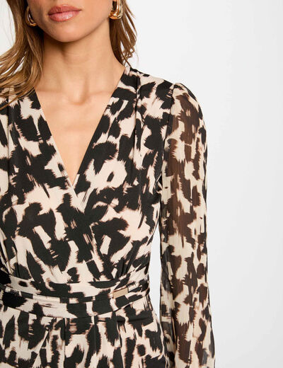 Vestido corto estampado multicolor mujer