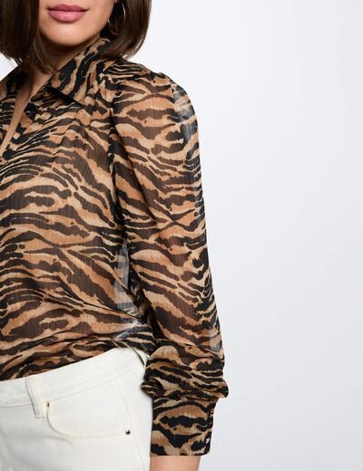 Camisa de gasa estampada multicolor mujer