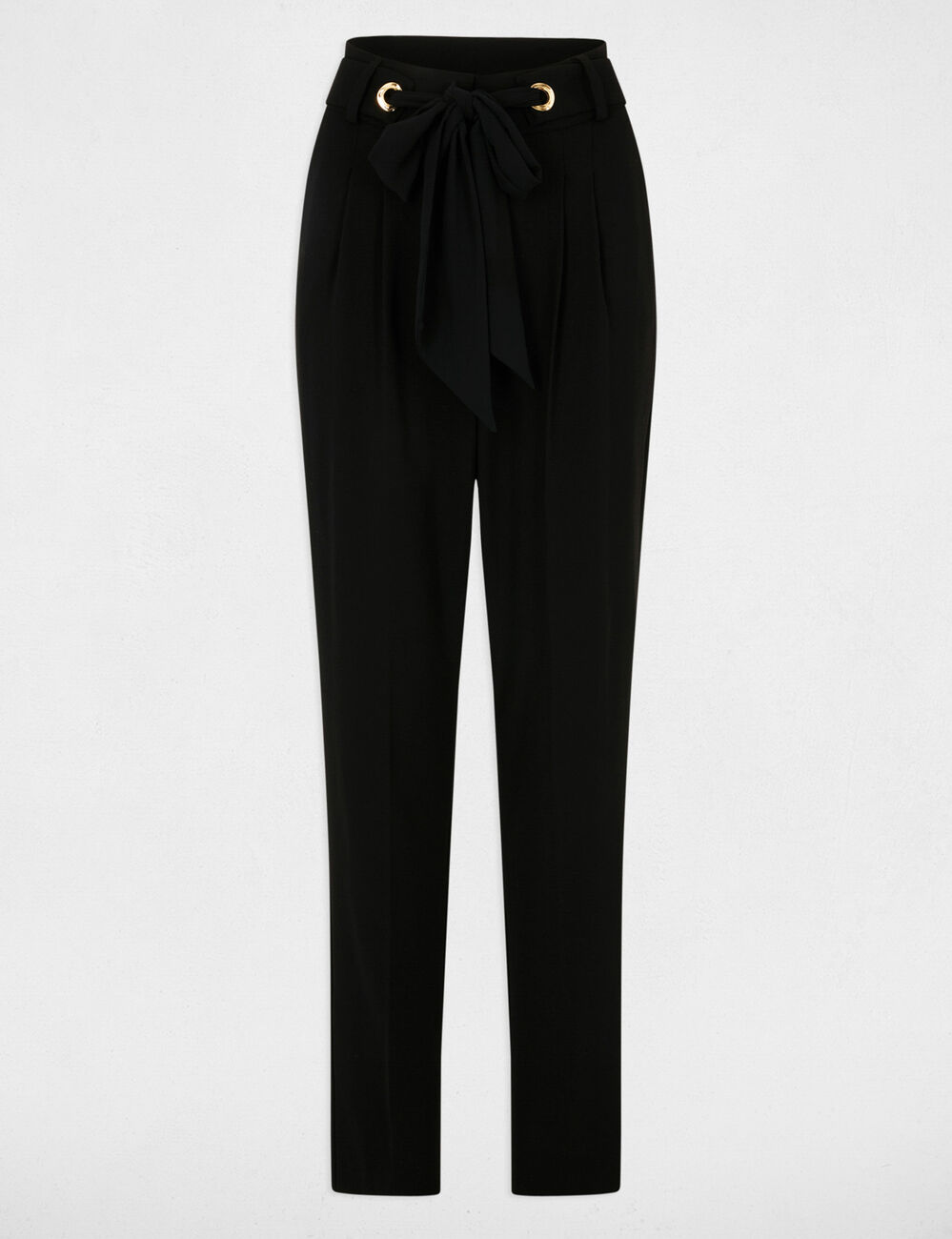 Pantalón estrecho en pernera negro mujer