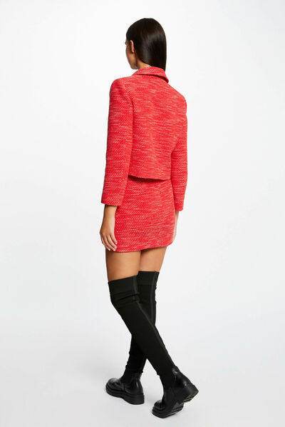 Falda recta corta rojo mujer