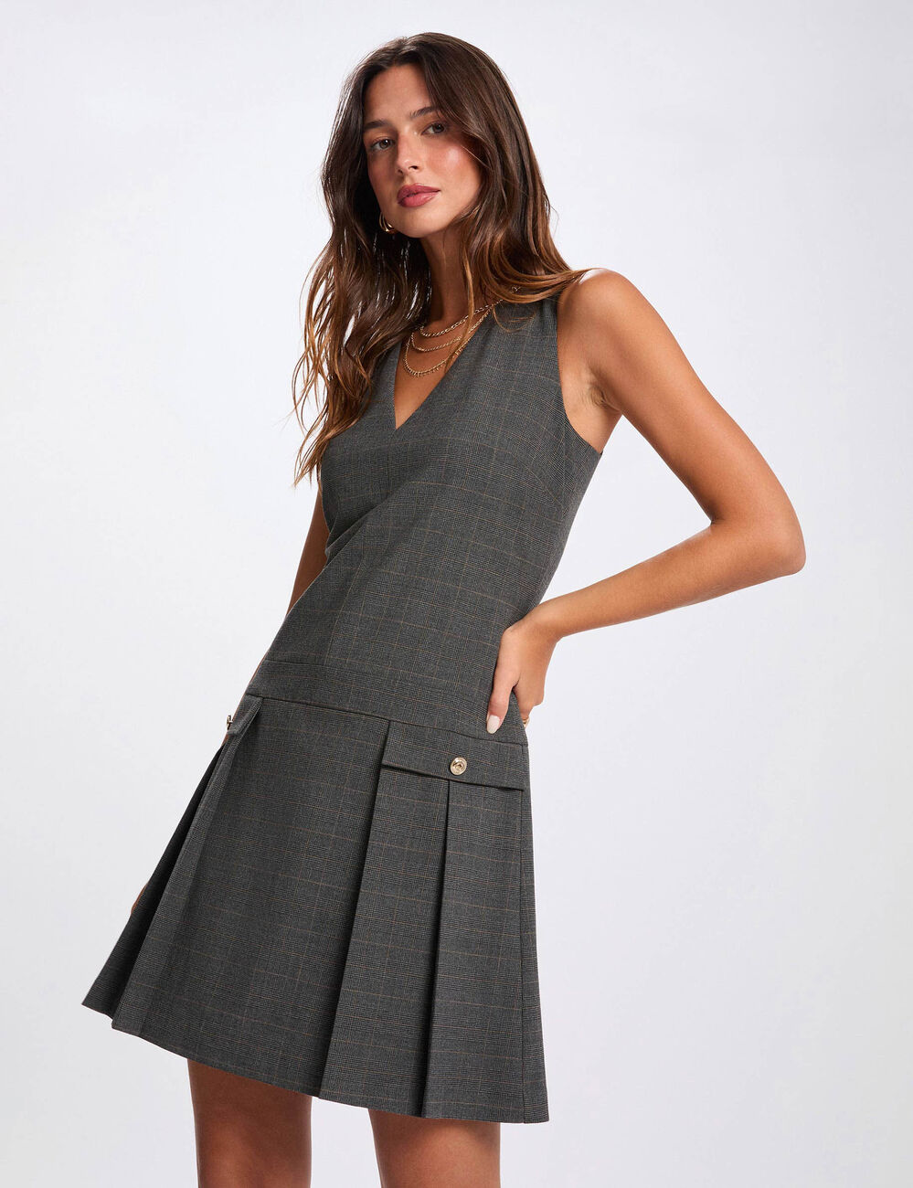 Vestido ajustado tipo pichi gris moyen mujer