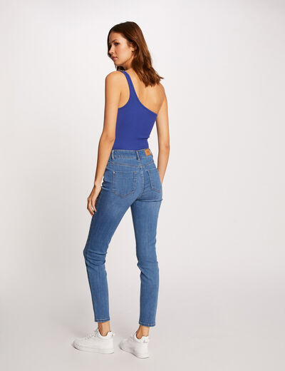 Vaquero slim talle alto estilo corto vaquero stone mujer