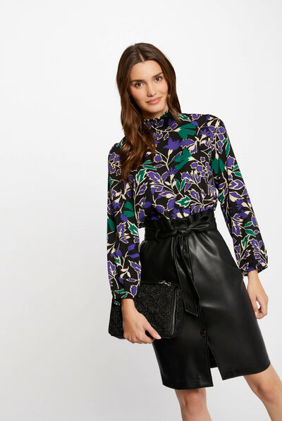 Blusa manga larga estampado vegetal multico mujer