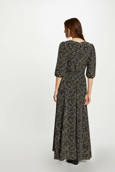 Vestido largo cruzado estampado multico mujer