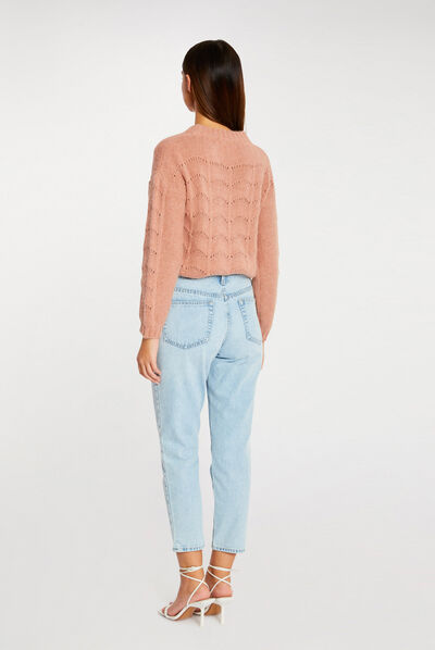 Jersey manga larga rosa pastel mujer
