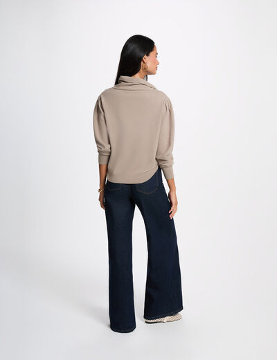 Jersey cuello alto mangas abullonadas topo mujer