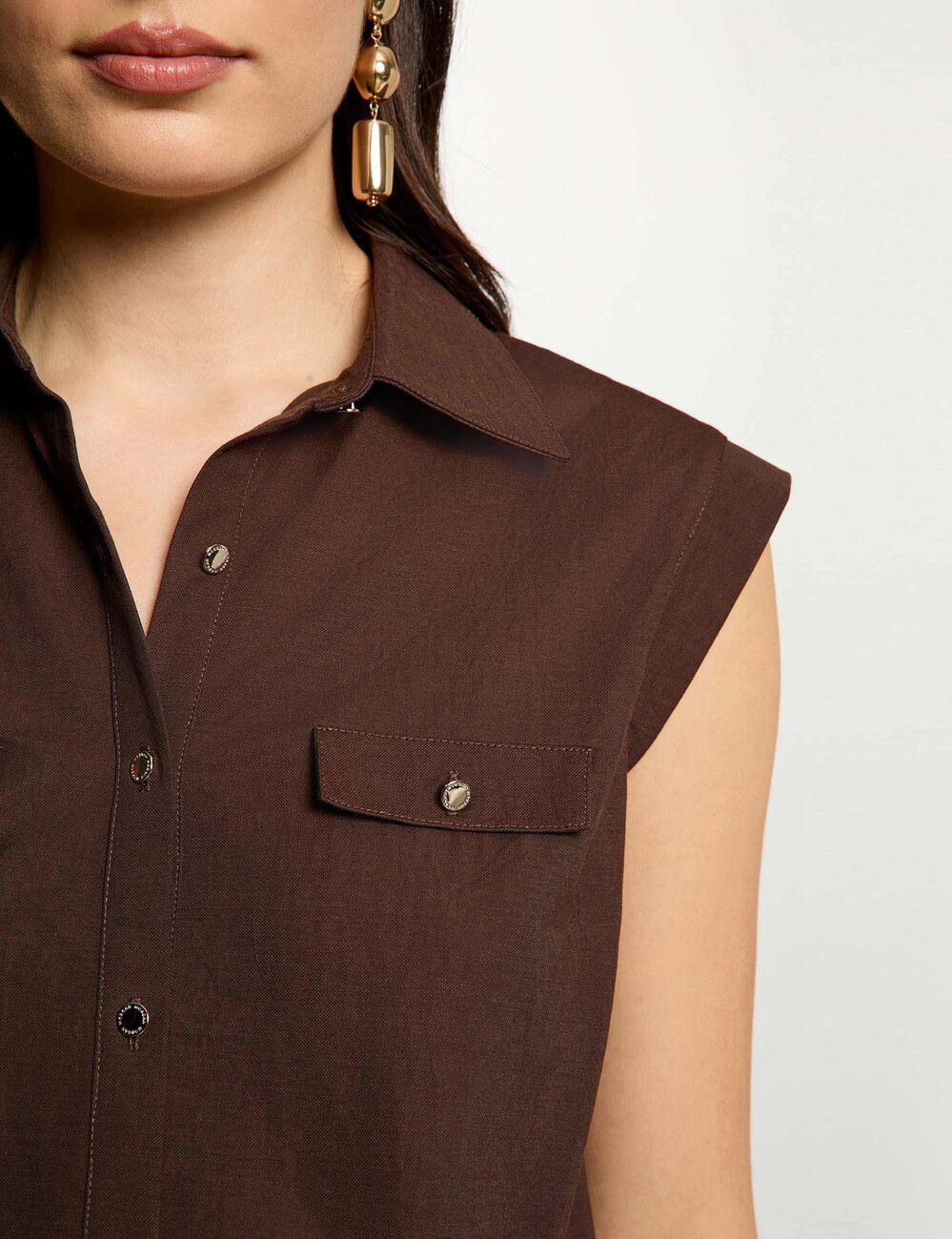 Blusa sin mangas marr&oacute;n oscuro mujer