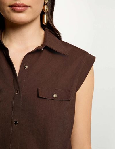 Blusa sin mangas marr&oacute;n oscuro mujer
