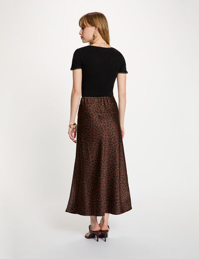 Falda larga satinada multicolor mujer