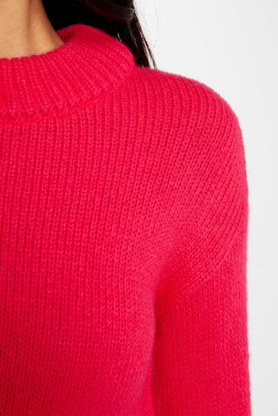 Jersey manga larga con cuello alto rosa medio mujer