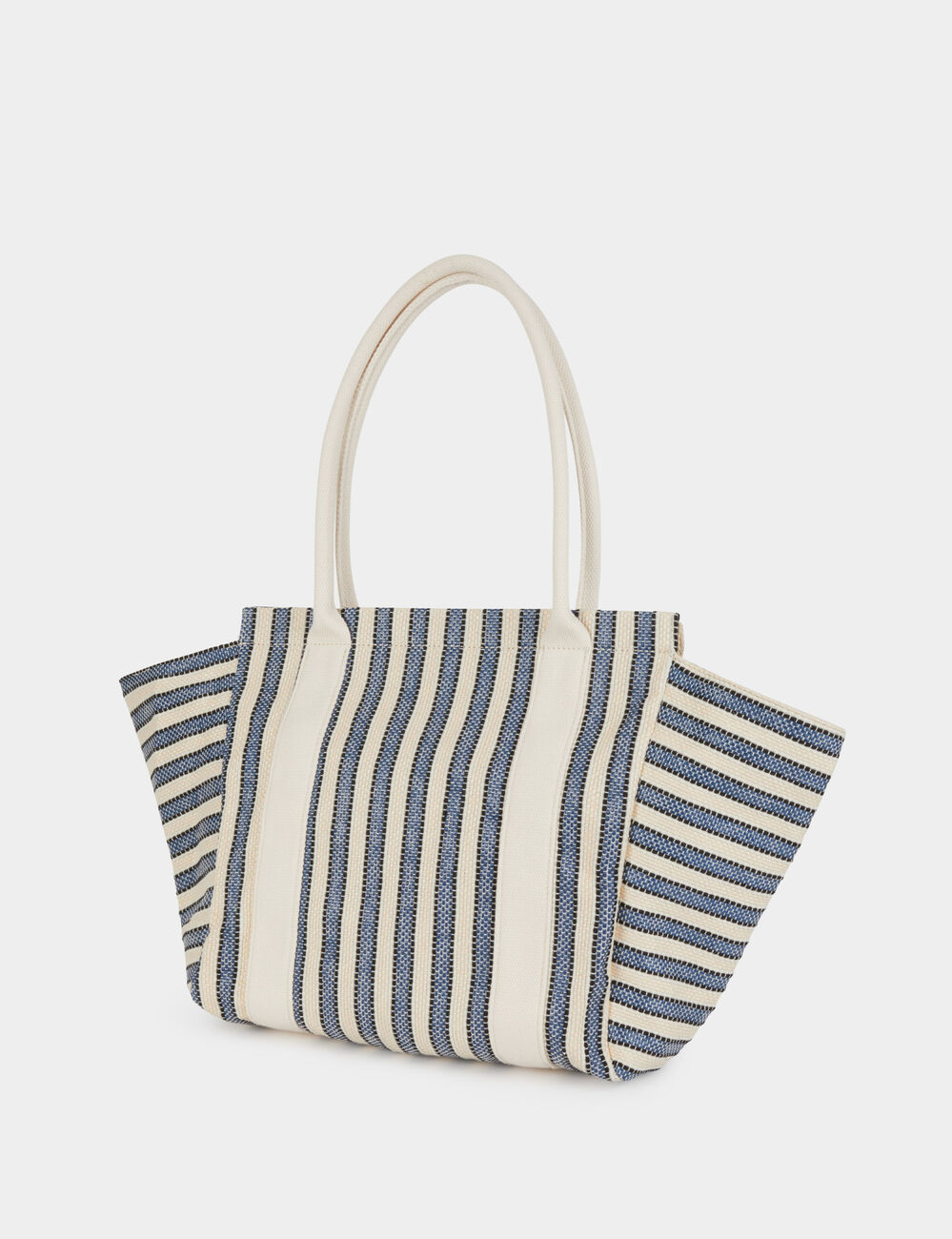 Bolso tote de rayas crudo mujer