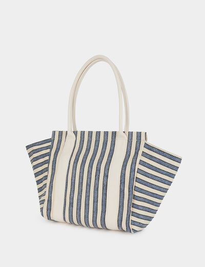 Bolso tote de rayas crudo mujer