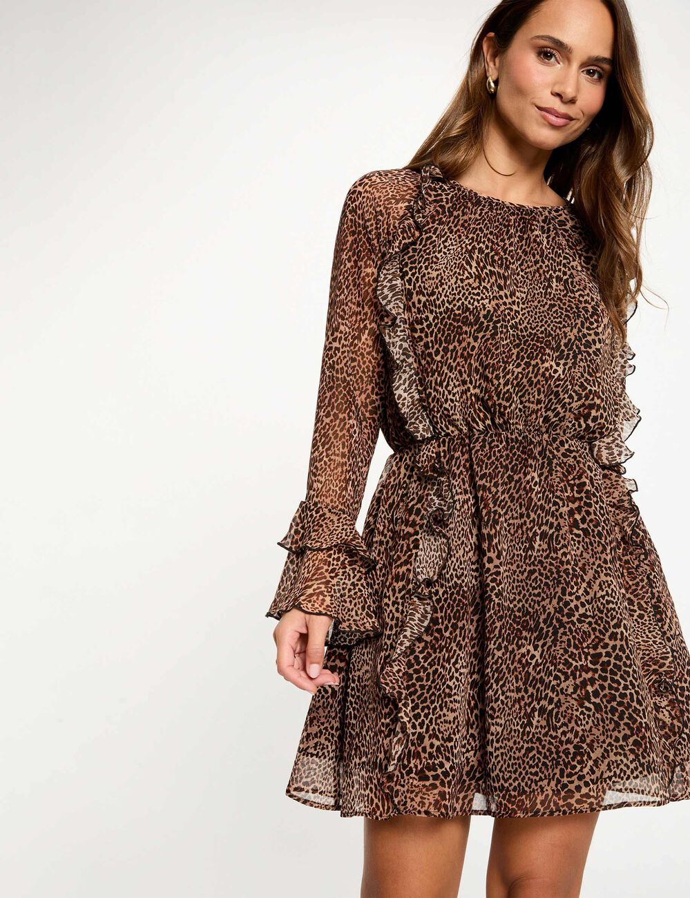 Vestido corto y acampanado multicolor mujer