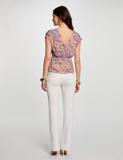 Camiseta manga corta multicolor mujer