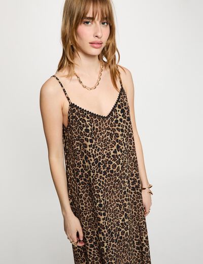 Vestido recto con cuello en v multicolor mujer