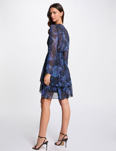Vestido corto evasé estampado multicolor mujer