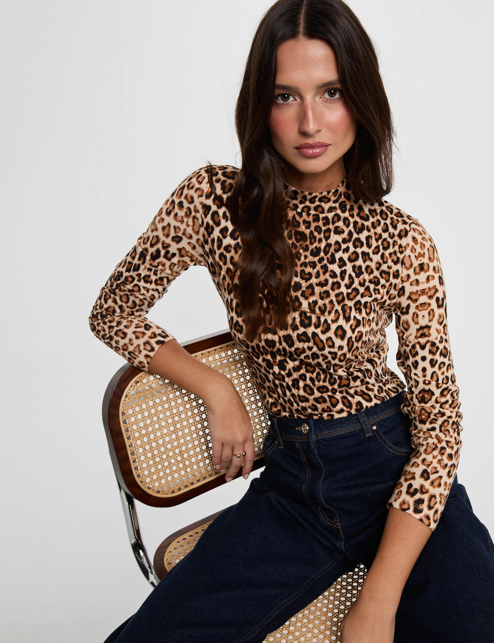 Camiseta de cuello alto multicolor mujer