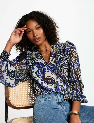 Blusa manga larga multicolor mujer