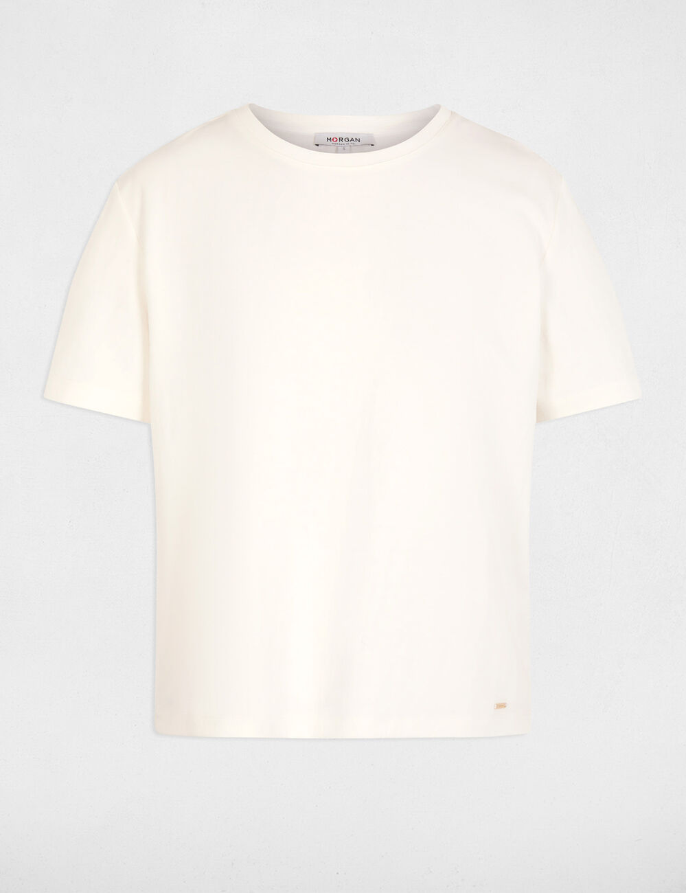 Camiseta de cuello redondo blanco mujer