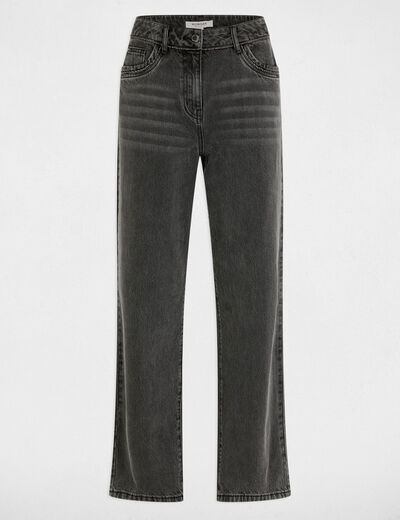 Vaquero mom detalles strass gris claro mujer