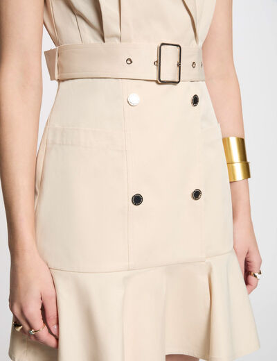 Vestido corto cruzado creme mujer