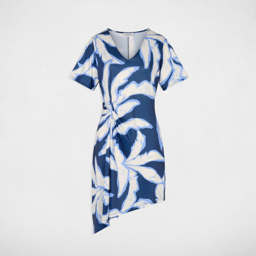 Vestido asim&eacute;trico estampado multicolor mujer
