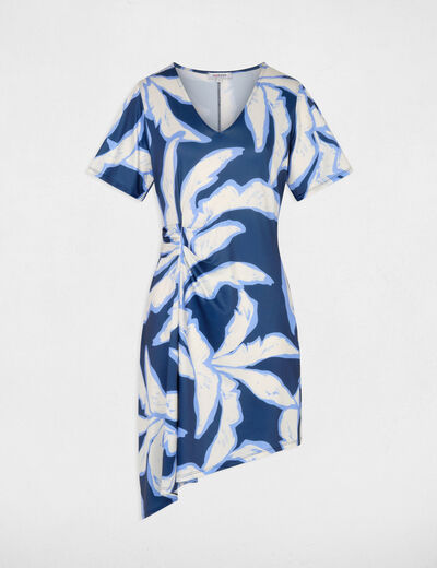 Vestido asim&eacute;trico estampado multicolor mujer