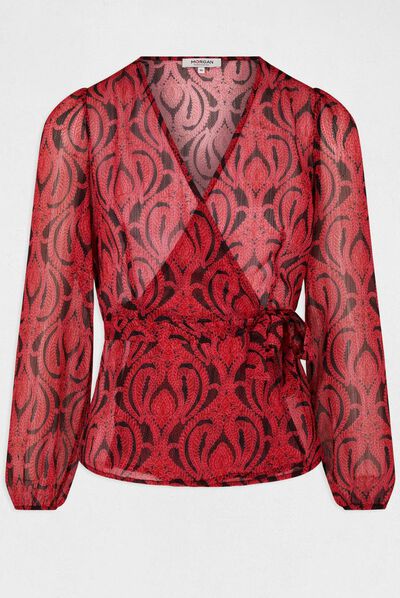 Blusa manga larga estampado abstracto multico mujer