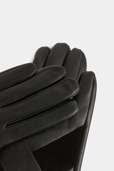 Guantes de cuero negro mujer