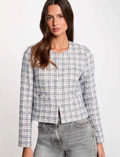 Chaqueta entallada de tweed multicolor mujer