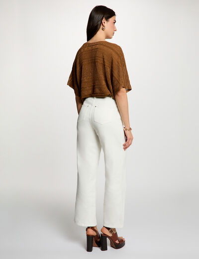 Jersey oversize con cuello en V c&aacute;mel mujer