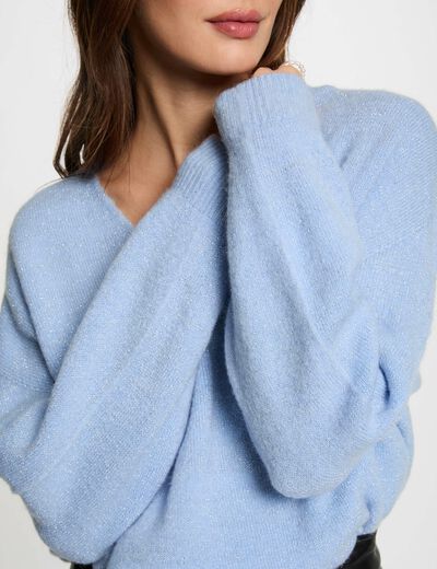 Jersey escote en V azul mujer