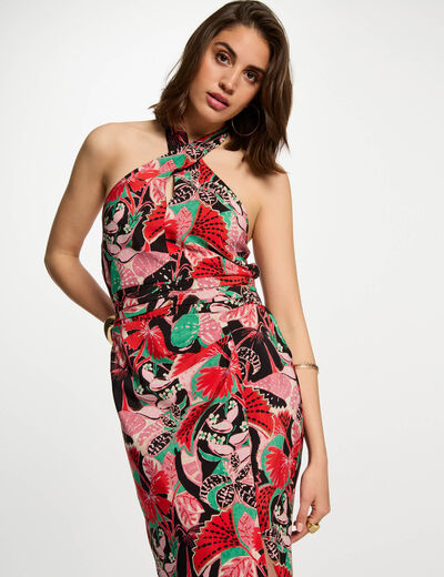 Vestido ajustado estampado multicolor mujer