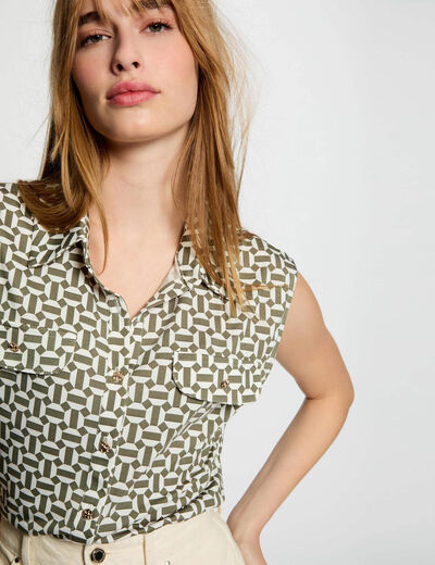 Blusa manga corta blanco mujer