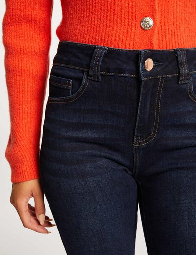 Vaquero slim talle alto vaquero en bruto mujer