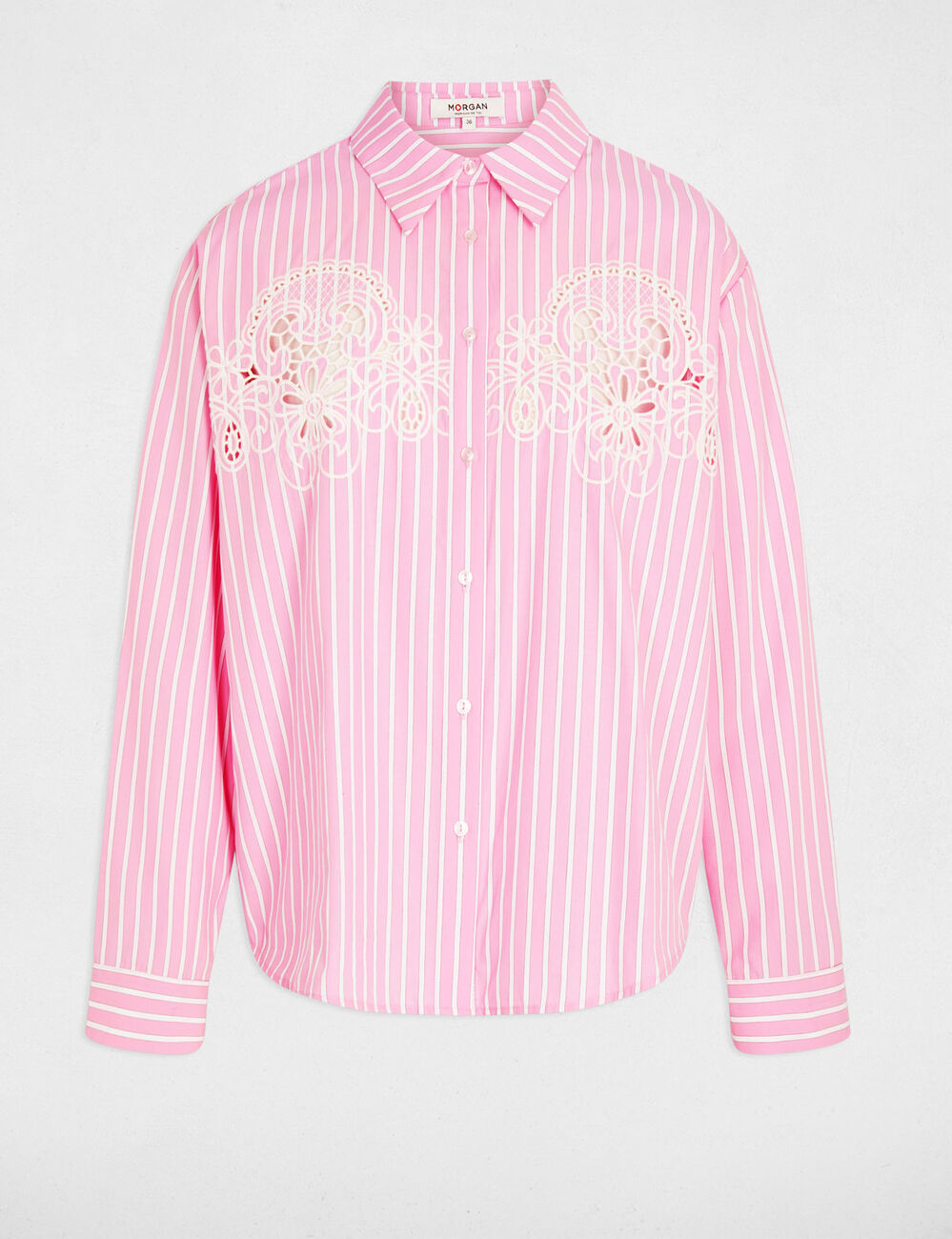 Camisa oversize de rayas rosa mujer