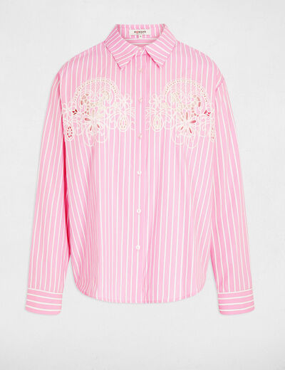 Camisa oversize de rayas rosa mujer