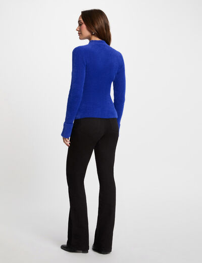 Jersey manga larga punto aterciopelado azul mujer