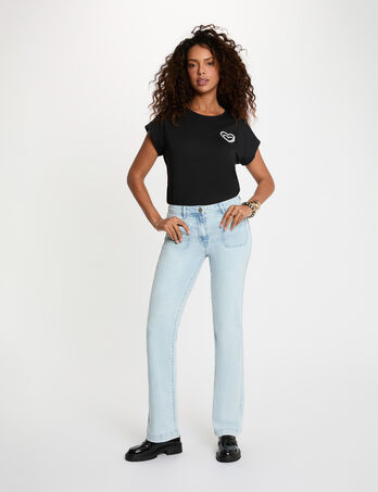 Vaqueros bootcut denim descolorido mujer