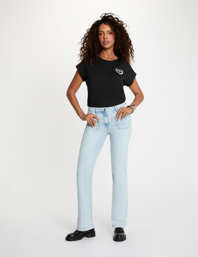 Vaqueros bootcut denim descolorido mujer